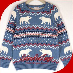 NWT Hanna Andersson Holiday Fair Isle Sweater Polar Bear 140 10